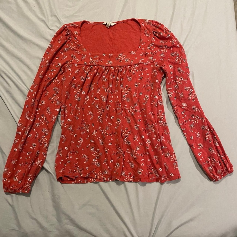 Lucky Brand Burnt Orange Floral Blouse